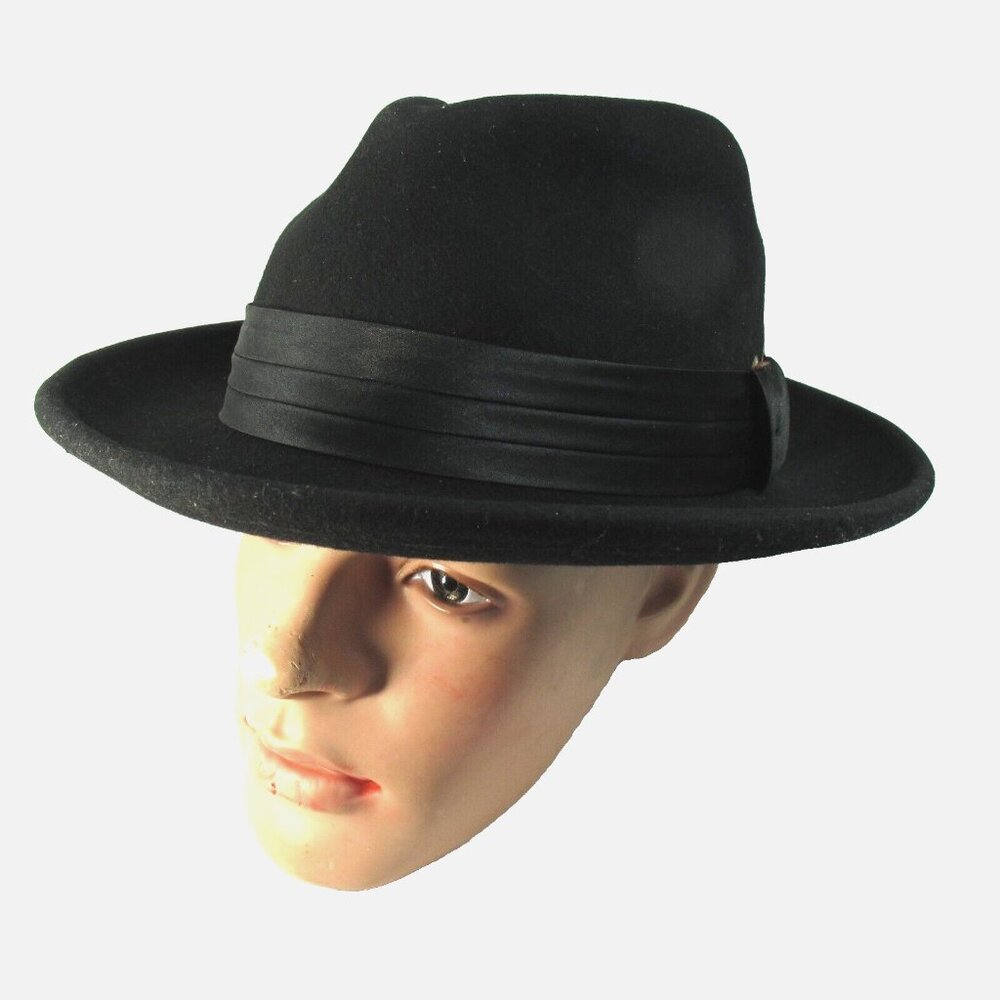 St Patrick Hats Men's Felt Trilby Fedora Black Size Med